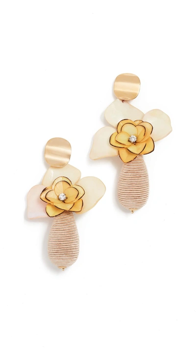 Shop Lizzie Fortunato Magnolia Drop Earrings In Yellow/pink