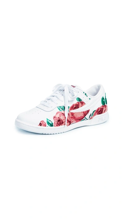 Shop Fila Original Embroidery Sneakers In White/desert Flower/white