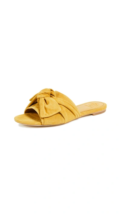 Shop Tory Burch Annabelle Bow Slides In Dusty Cassia