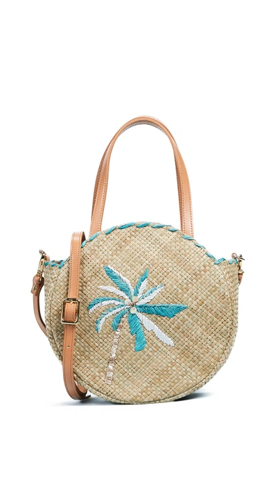 Shop Aranaz Pacific Round Tote In Mint/white