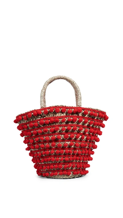 Shop Mystique Pom Pom Tote Bag In Red