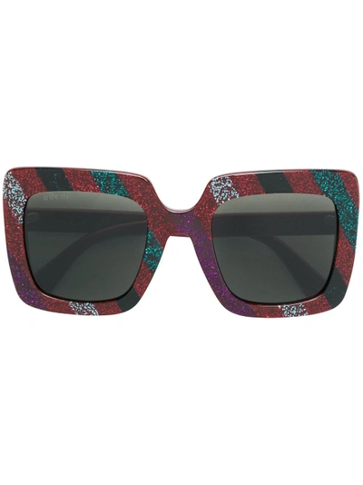 Shop Gucci Eyewear Square Frame Sunglasses - Red