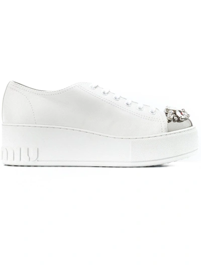 Shop Miu Miu Crystal Embellished Sneakers