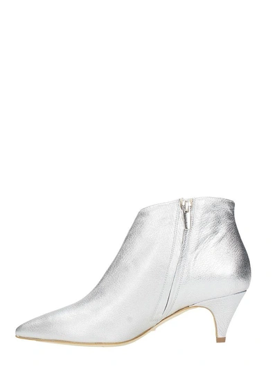 Shop The Seller Pointed Toe Silver Calf Leather Ankle Boots