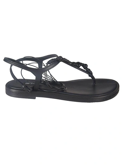 Shop Ann Demeulemeester Braided Flat Sandals In Nero