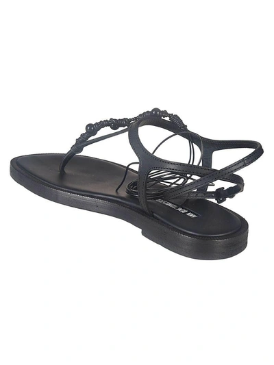 Shop Ann Demeulemeester Braided Flat Sandals In Nero