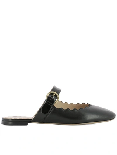 Shop Chloé Black Leather Slippers