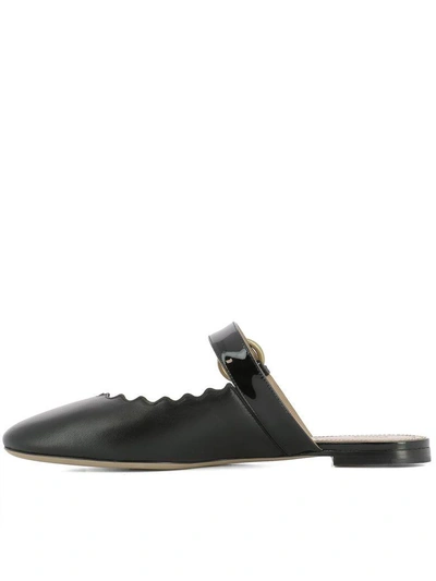 Shop Chloé Black Leather Slippers