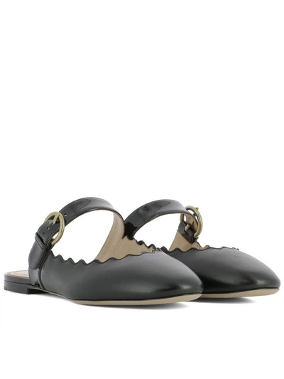 Shop Chloé Black Leather Slippers