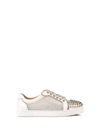 Shop Christian Louboutin Louboutin Ac Vieira Spikes-rete Net In Latte Light Gold