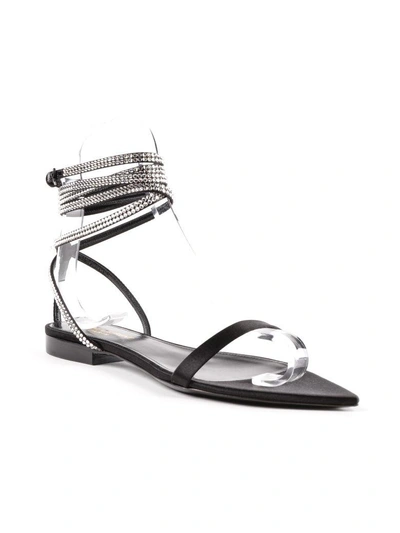 Shop Saint Laurent Ankle Wrap Sandals In Nero