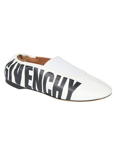 Shop Givenchy Logo Print Slippers In White/black