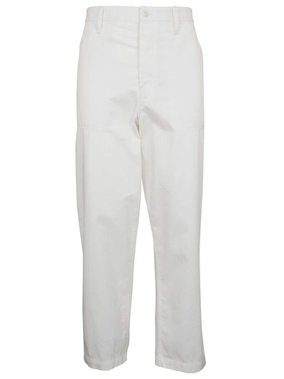 Shop Lemaire Summer Chino Trousers In Chalk
