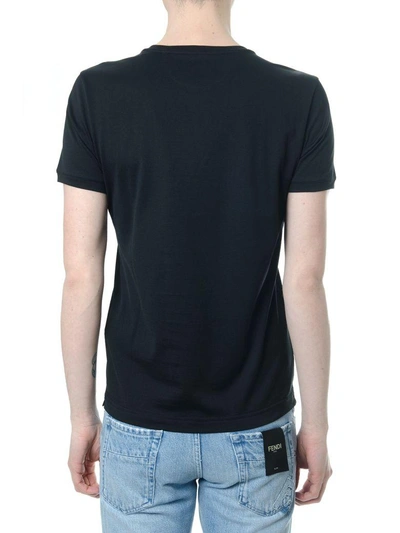 Shop Fendi Karlito Embroidery Black Cotton T-shirt