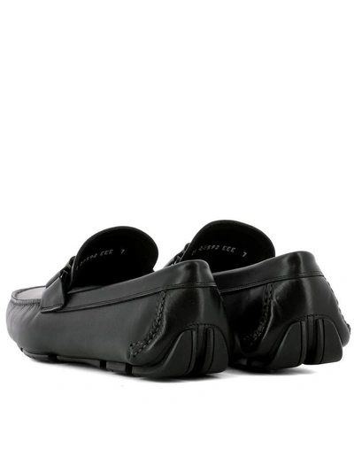Shop Ferragamo Black Leaher Sardegna 11 Sneakers