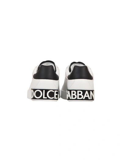 Shop Dolce & Gabbana White Leather Sneaker In White-black