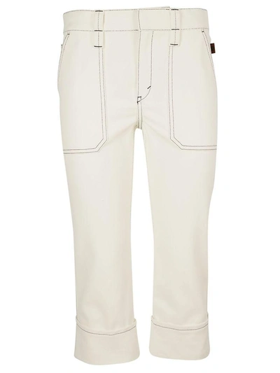 Shop Chloé Cropped Trousers In Iconic Milk