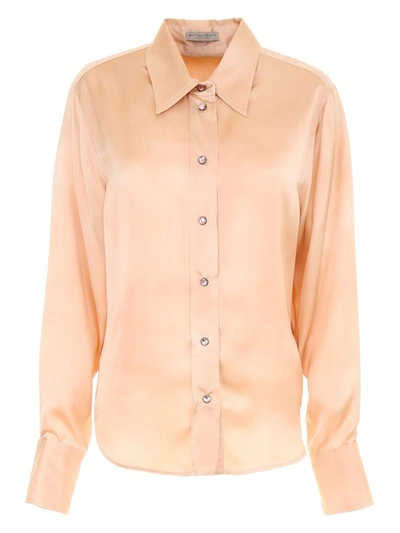 Shop Bottega Veneta Silk Shirt In Peach Rosebeige