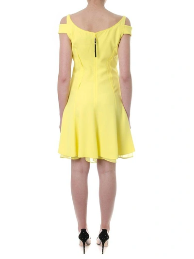 Shop Versace Off-shoulder Yellow Crepe Dress