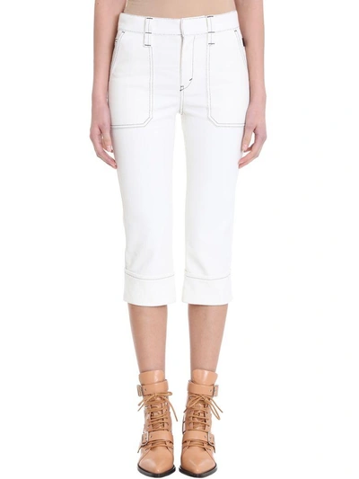 Shop Chloé Cropped Boy Friend White Denim Jeans