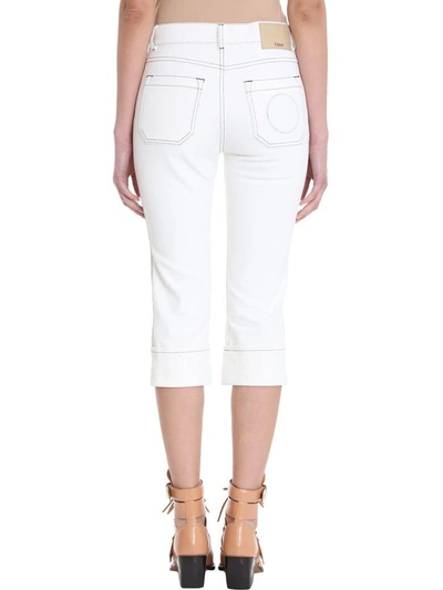 Shop Chloé Cropped Boy Friend White Denim Jeans