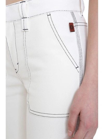 Shop Chloé Cropped Boy Friend White Denim Jeans