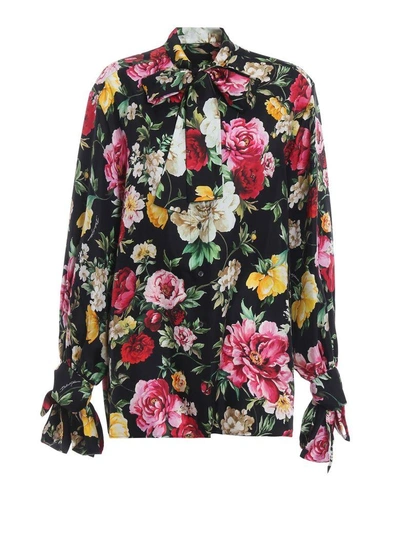 Shop Dolce & Gabbana Floral Print Blouse In Hnmfiori Vari Fdo.nero