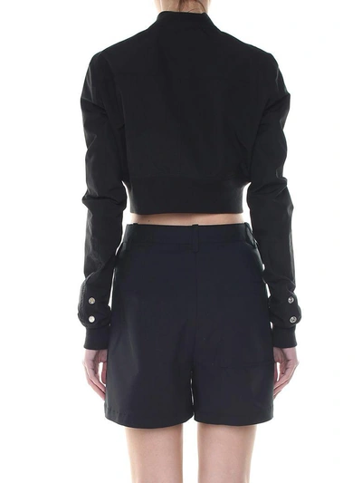 Shop Rick Owens Contrast-stitch Cotton-blend Bomber Jacket In Black