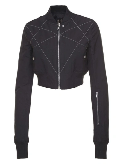 Shop Rick Owens Contrast-stitch Cotton-blend Bomber Jacket In Black