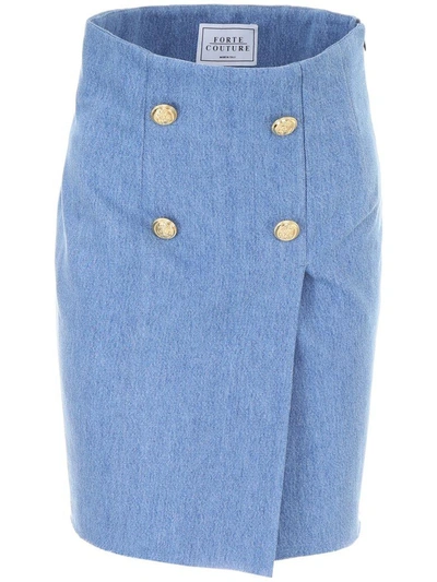 Shop Forte Couture Denim Skirt In Denim1 (light Blue)