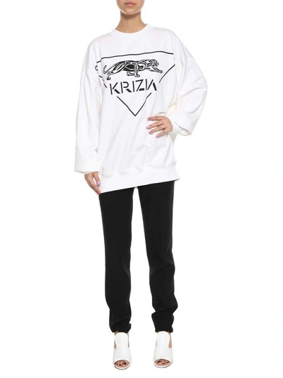 Shop Krizia Oversized Sweatshirt In Bianco