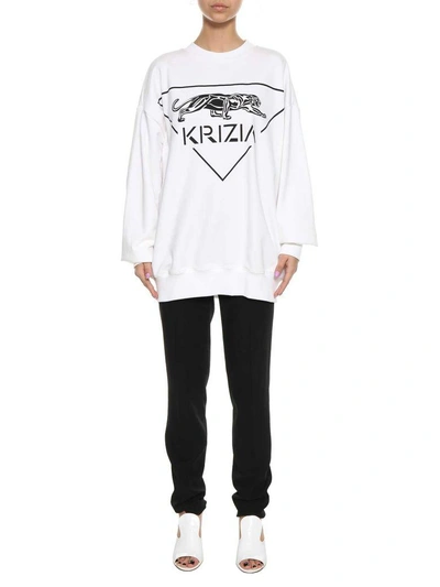Shop Krizia Oversized Sweatshirt In Bianco