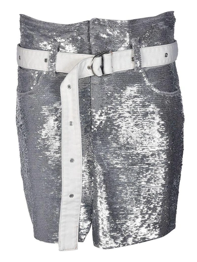 Shop Iro Natou Sequins Skirt In Argento