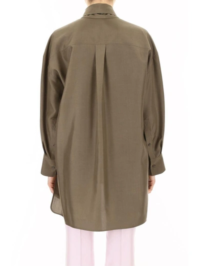 Shop Valentino Silk Shappe Blouse In Green (green)