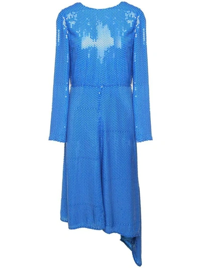 Shop Msgm Sequin-embellished Asymmetric-hem Midi Dress In Blue