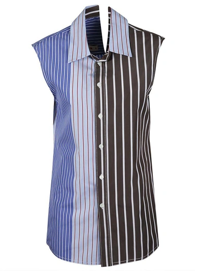 Shop Marni Striped Sleeveless Blouse In Tek