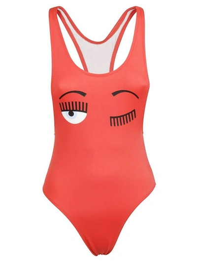 Shop Chiara Ferragni Wink One Piece Swimsuit In Red