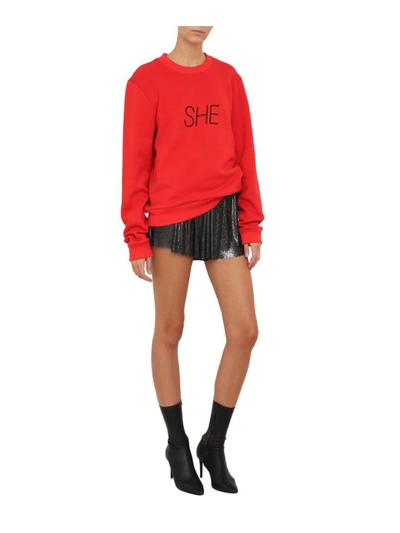 Shop Rabanne She Cotton Sweatshirt In Rosso