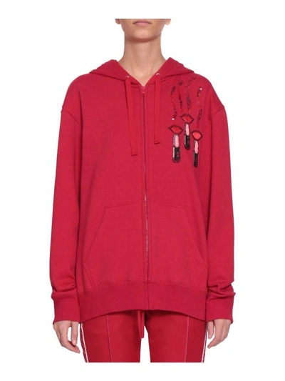 Shop Valentino Cotton Hoodie In Rosso