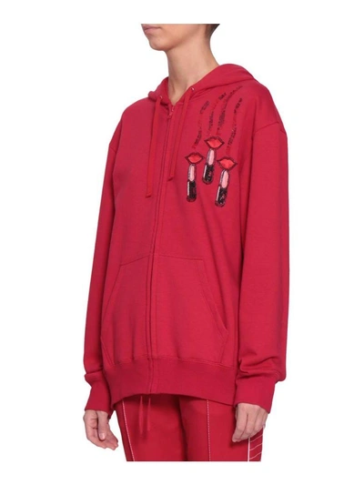 Shop Valentino Cotton Hoodie In Rosso