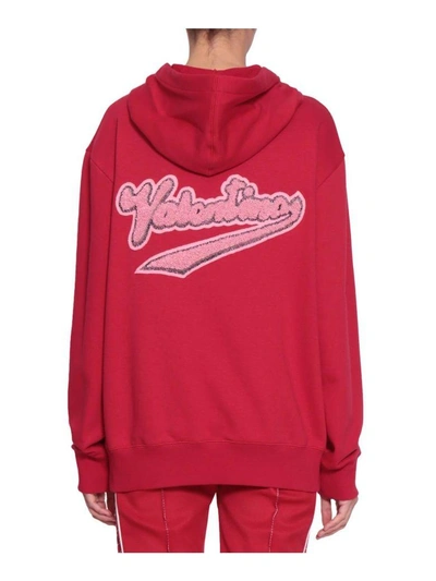 Shop Valentino Cotton Hoodie In Rosso