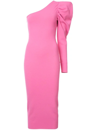 Shop Stella Mccartney One Shoulder Dress In Pink & Purple