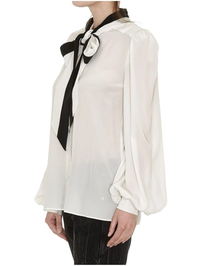 Shop Givenchy Pussybow Collar Blouse In Off White