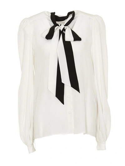 Shop Givenchy Pussybow Collar Blouse In Off White