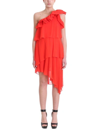 Shop Givenchy One Shoulder Dress In Red