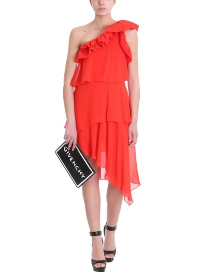 Shop Givenchy One Shoulder Dress In Red