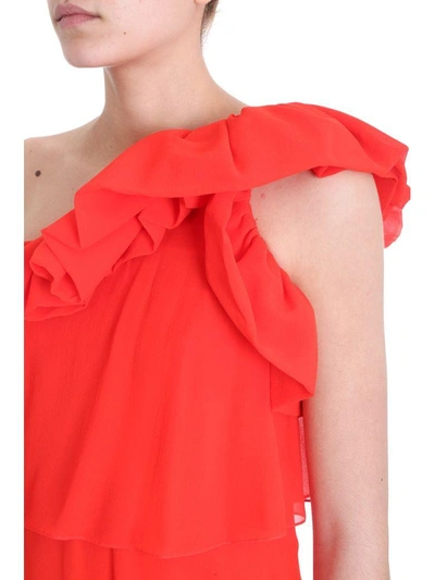 Shop Givenchy One Shoulder Dress In Red