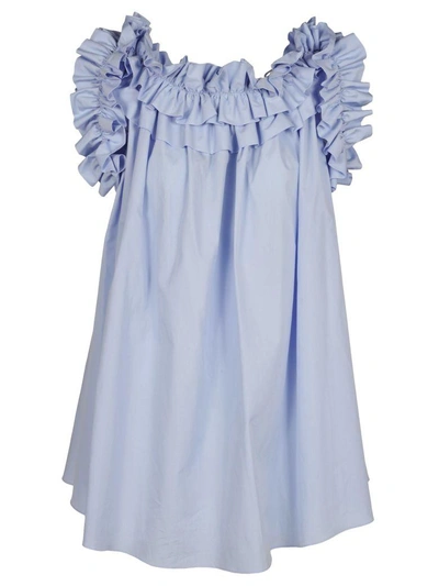 Shop Alexander Mcqueen Dress Ruffle In Light Blue