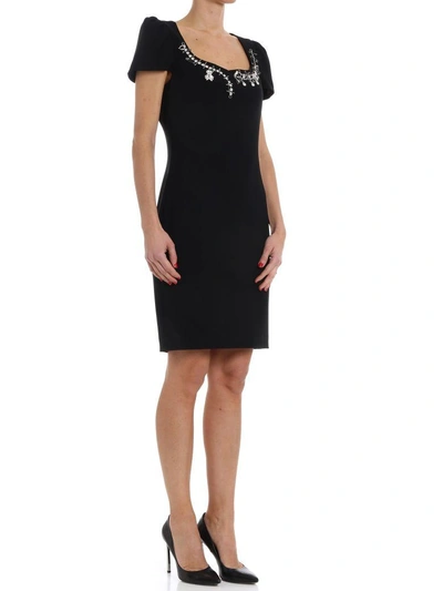 Shop Boutique Moschino Crystal Embellished Dress In Black