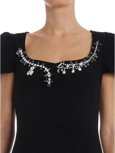 Shop Boutique Moschino Crystal Embellished Dress In Black